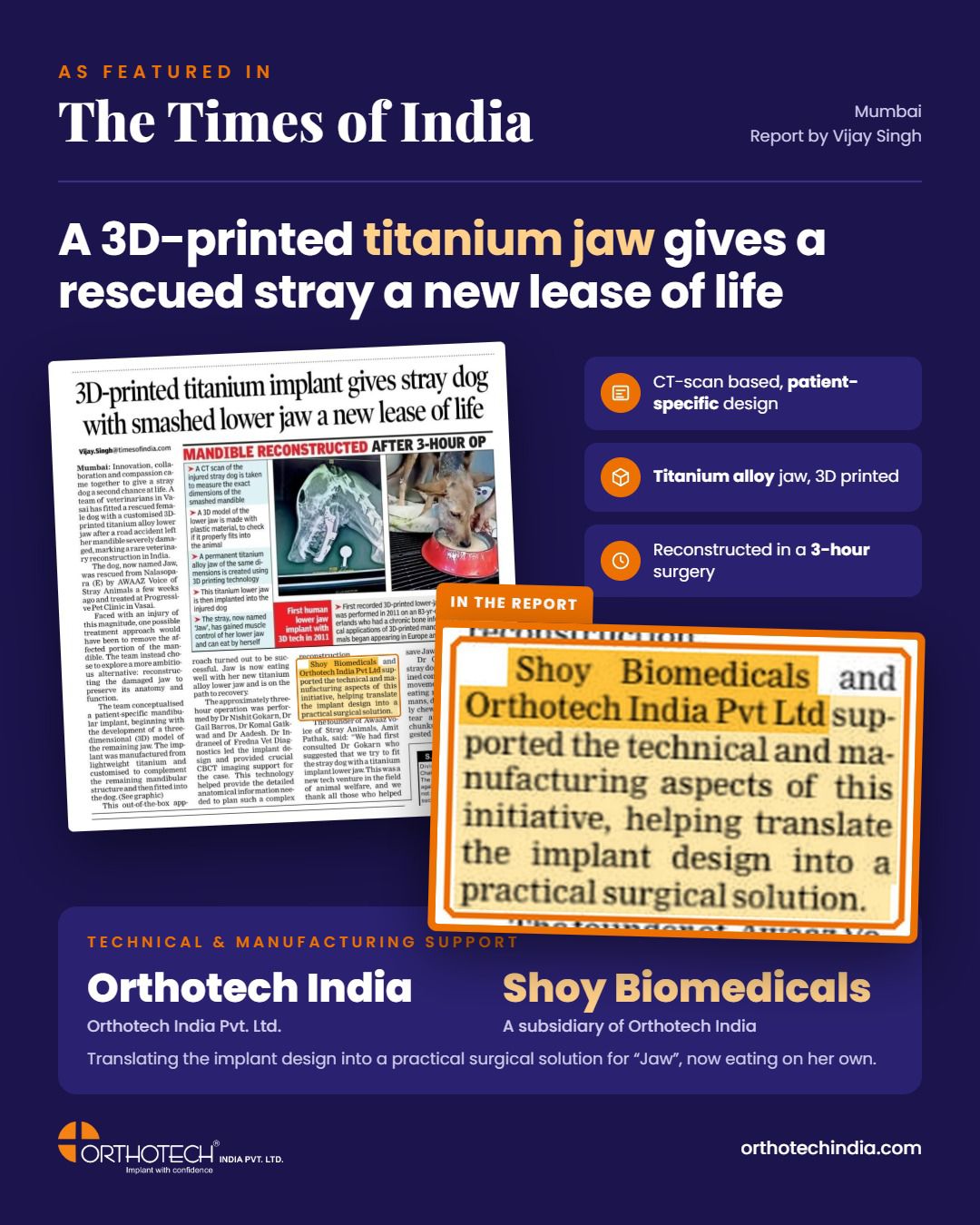 Orthotech India - 3D printed titanium jaw